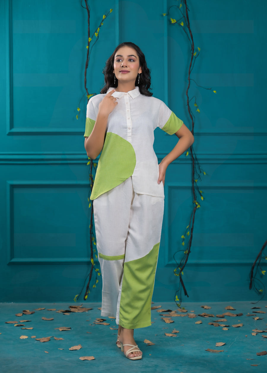 Colorblocked Shirt & Trouser Co-Ords Set