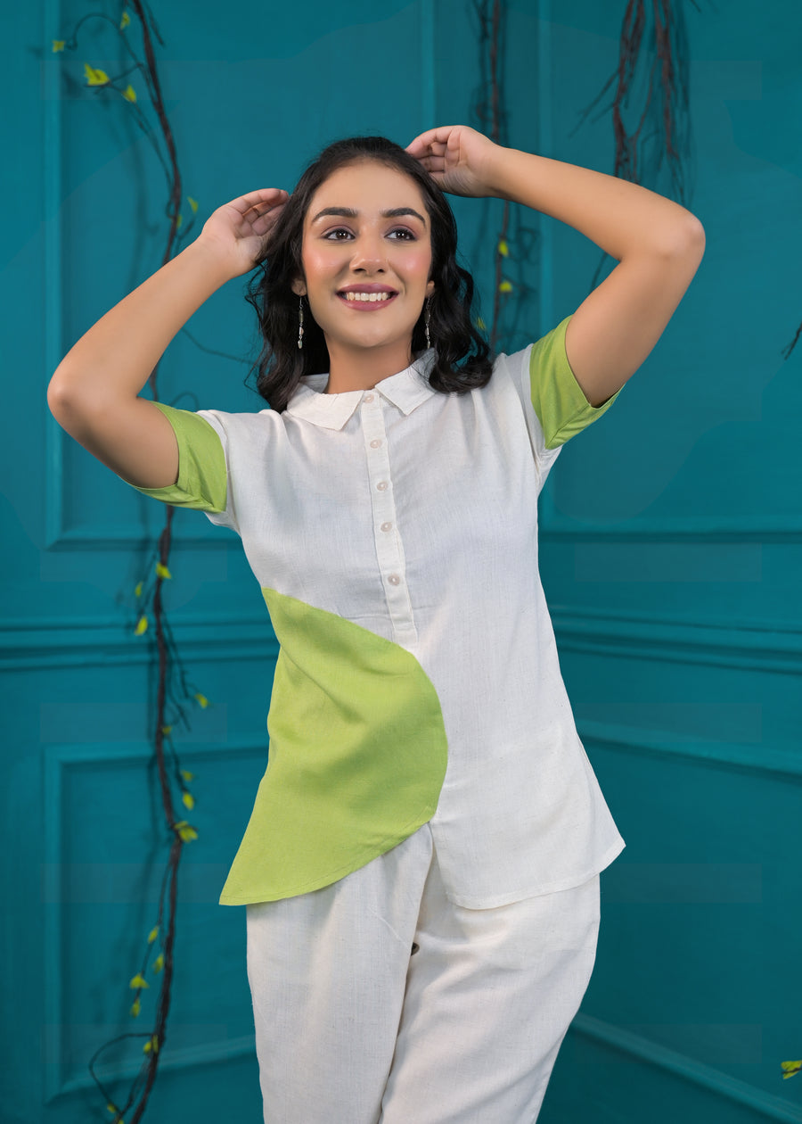 Colorblocked Shirt & Trouser Co-Ords Set