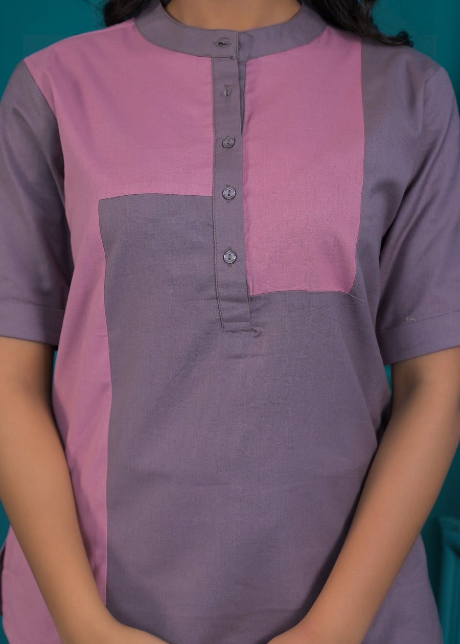 Colorblocked Pure Cotton Top & Trouser Co-Ords