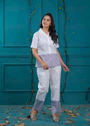 Colorblocked Pure Cotton Top & Trouser Co-Ords