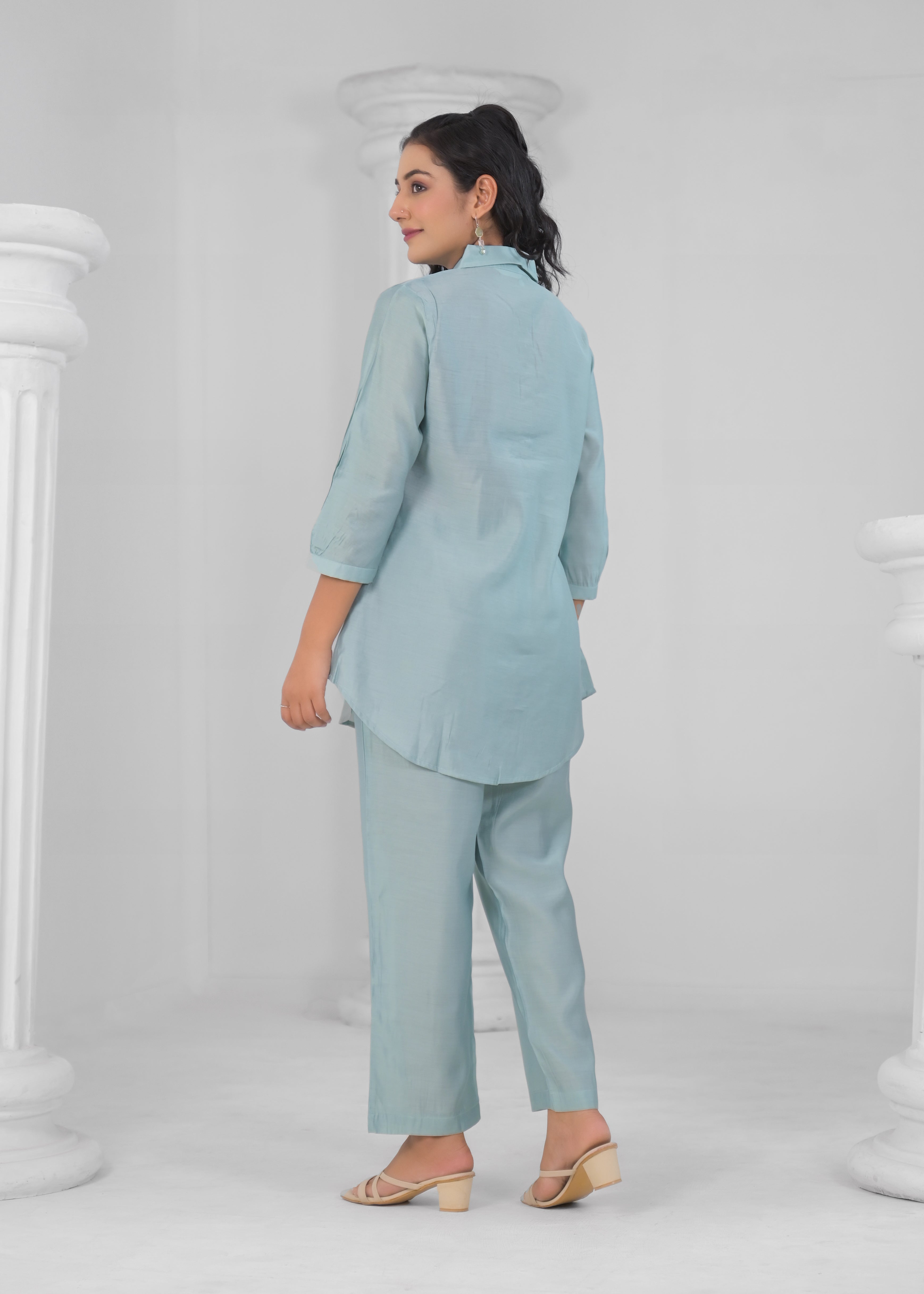 BLUE SOLID PARTY WEAR CORD SET