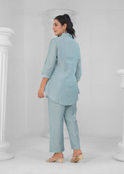 BLUE SOLID PARTY WEAR CORD SET