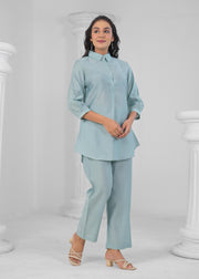 BLUE SOLID PARTY WEAR CORD SET