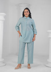 BLUE SOLID PARTY WEAR CORD SET