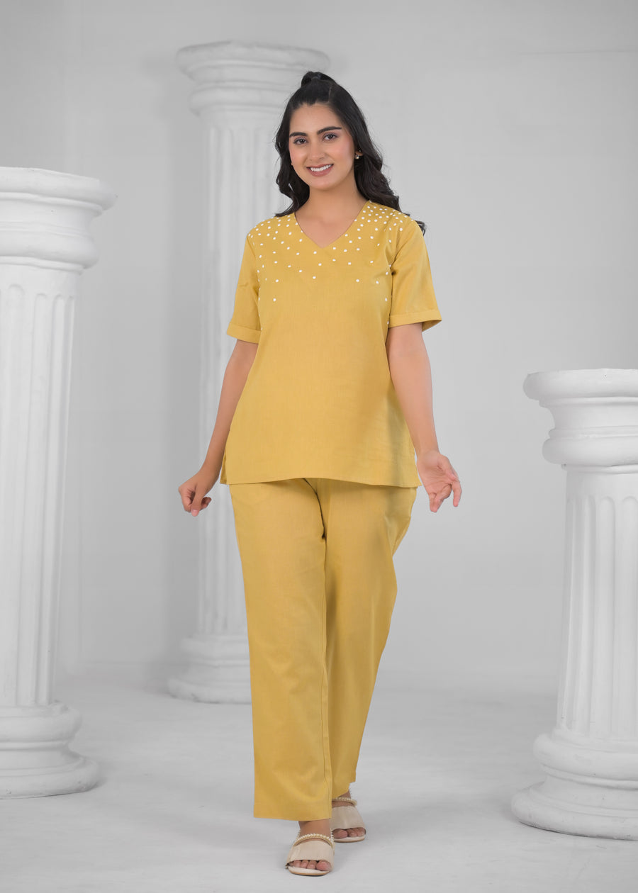 V-Neck Top With Trousers Co-Ords