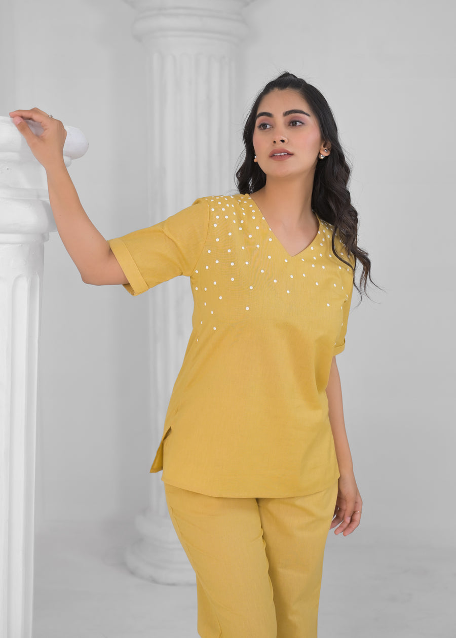 V-Neck Top With Trousers Co-Ords