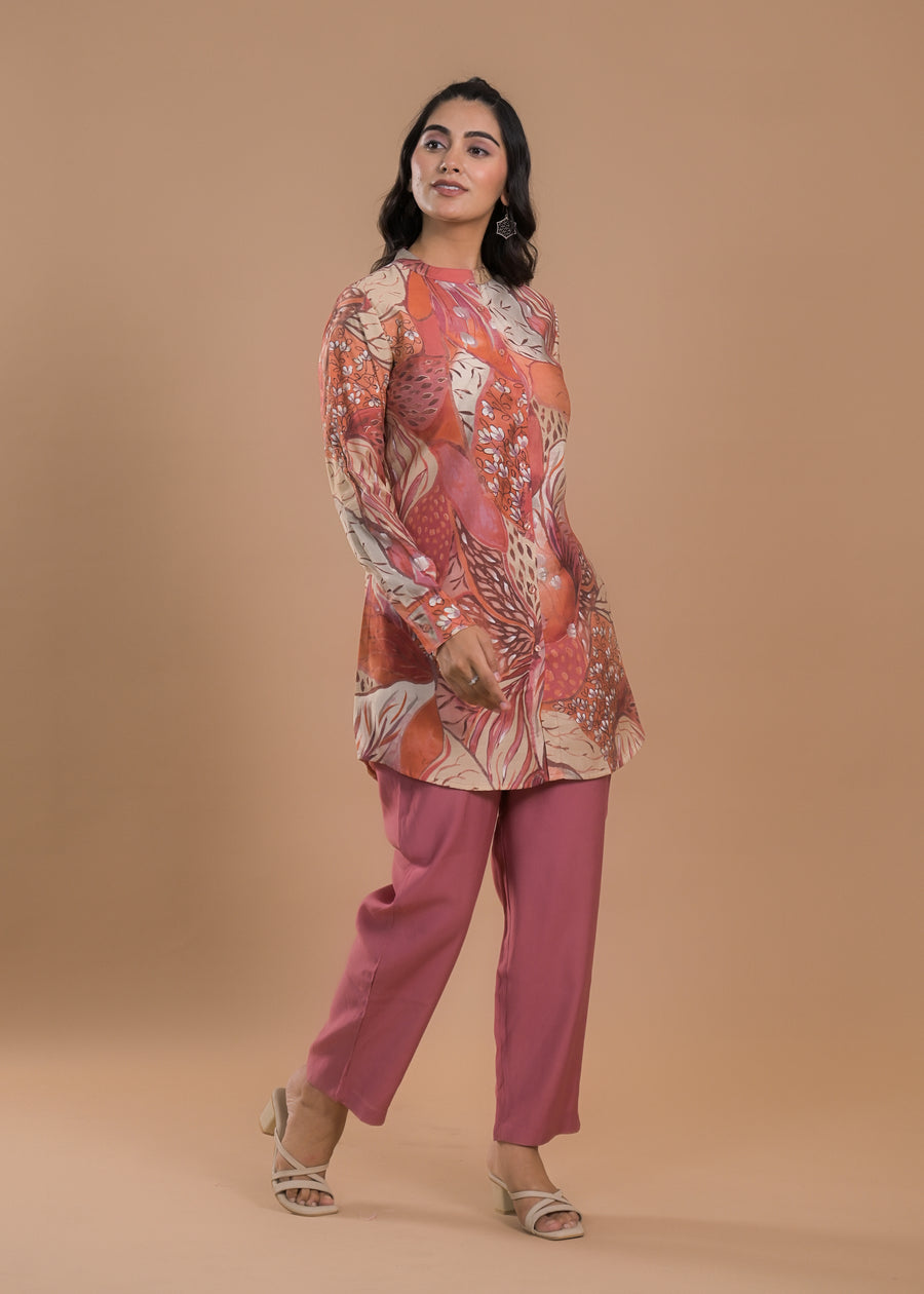 ROSE GOLD FLORAL PARTY WEAR CORD SET