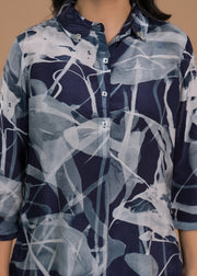 Black leaf print casual cord set