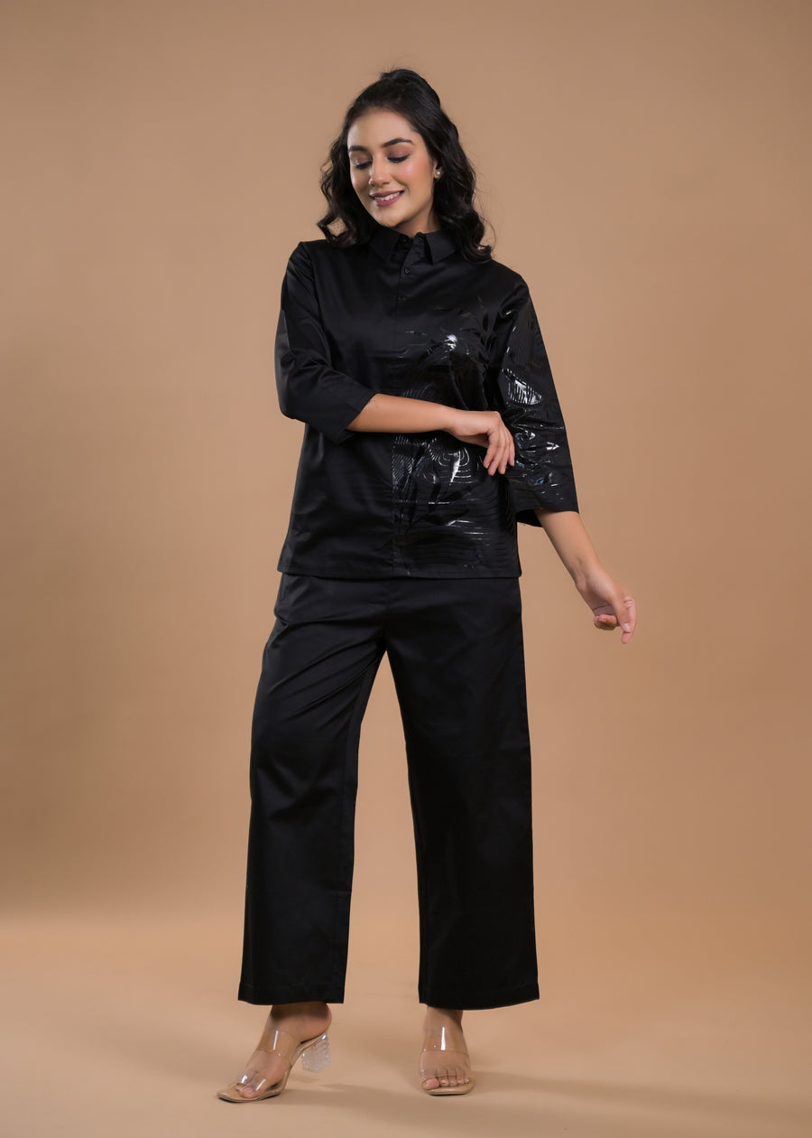 Shirt Collar Shirt With Trousers Co-Ords Set