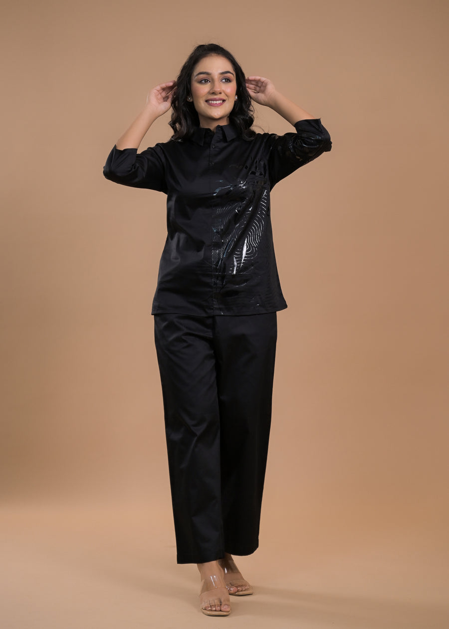 Shirt Collar Shirt With Trousers Co-Ords Set
