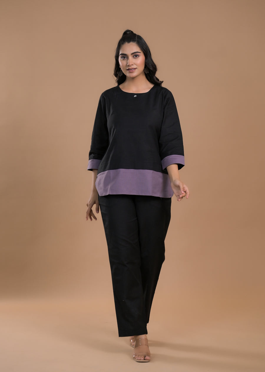 Round Neck Cotton Tunic With Trousers Co-Ords