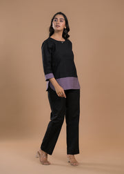 Round Neck Cotton Tunic With Trousers Co-Ords