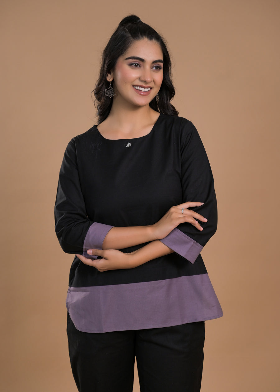 Round Neck Cotton Tunic With Trousers Co-Ords