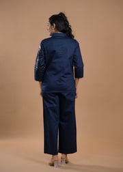 Printed Shirt Collar Shirt With Trousers Co-Ords Set