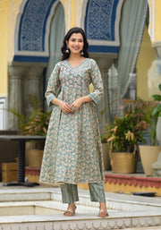 GREEN MODAL ANARAKLI FESTIVE SUIT SET