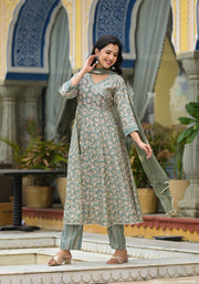 GREEN MODAL ANARAKLI FESTIVE SUIT SET