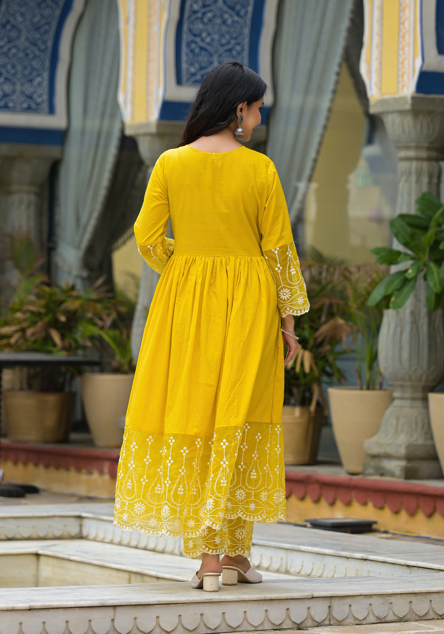 YELLOW FESTIVAL ANARKALI SUIT SET