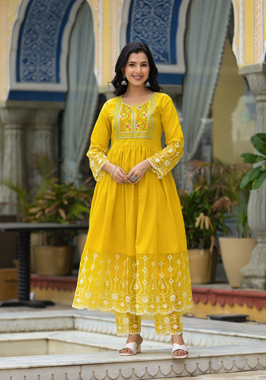 YELLOW FESTIVAL ANARKALI SUIT SET