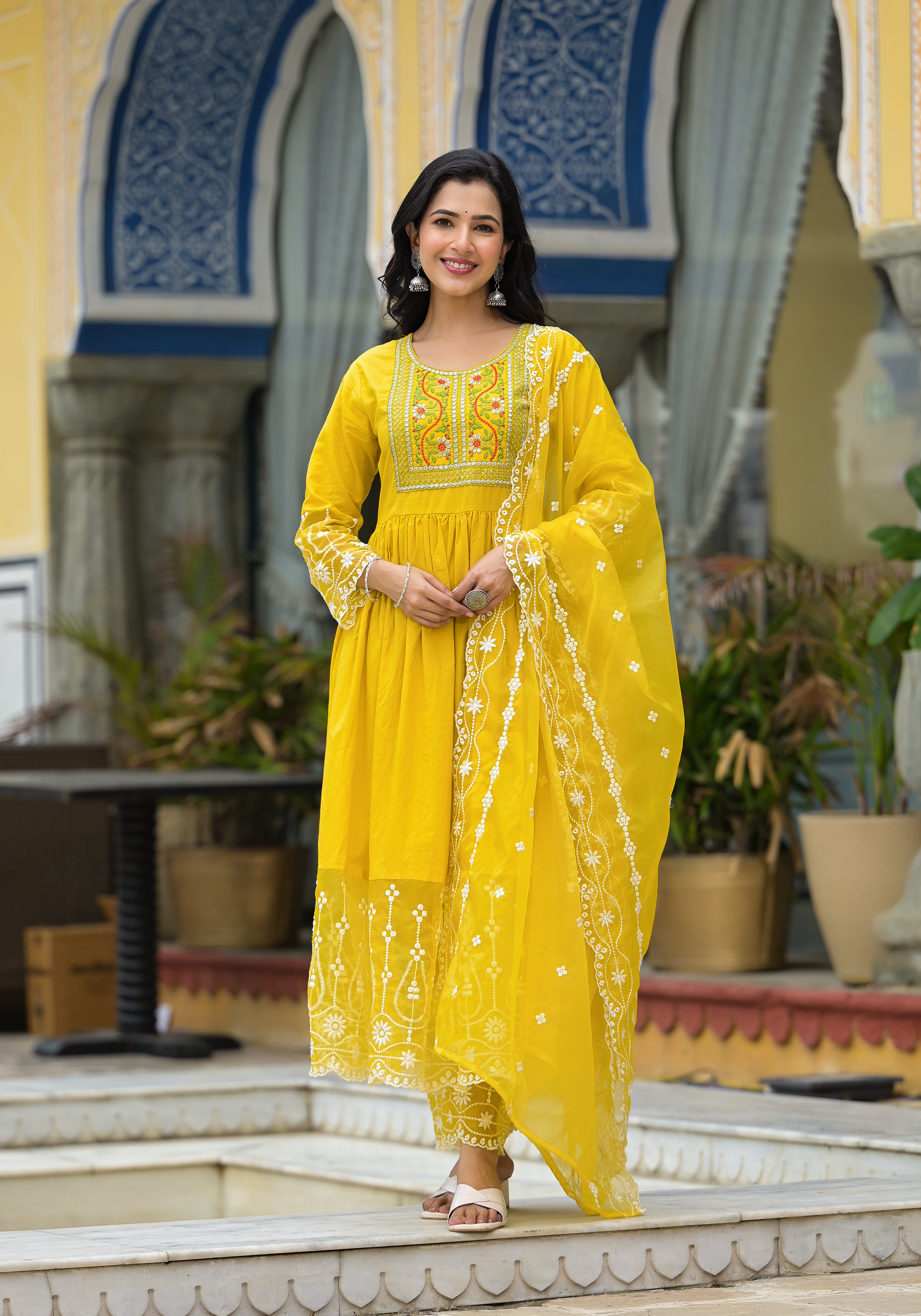 YELLOW FESTIVAL ANARKALI SUIT SET