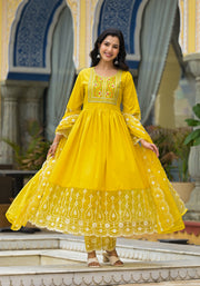 YELLOW FESTIVAL ANARKALI SUIT SET