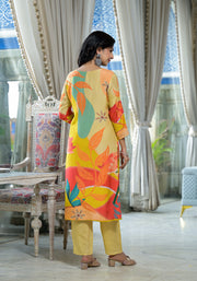 YELLOW MUSLIN  FLORAL SUIT SET