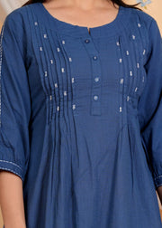 Yoke Design Thread Work A-Line Pure Cotton Kurta With Salwar