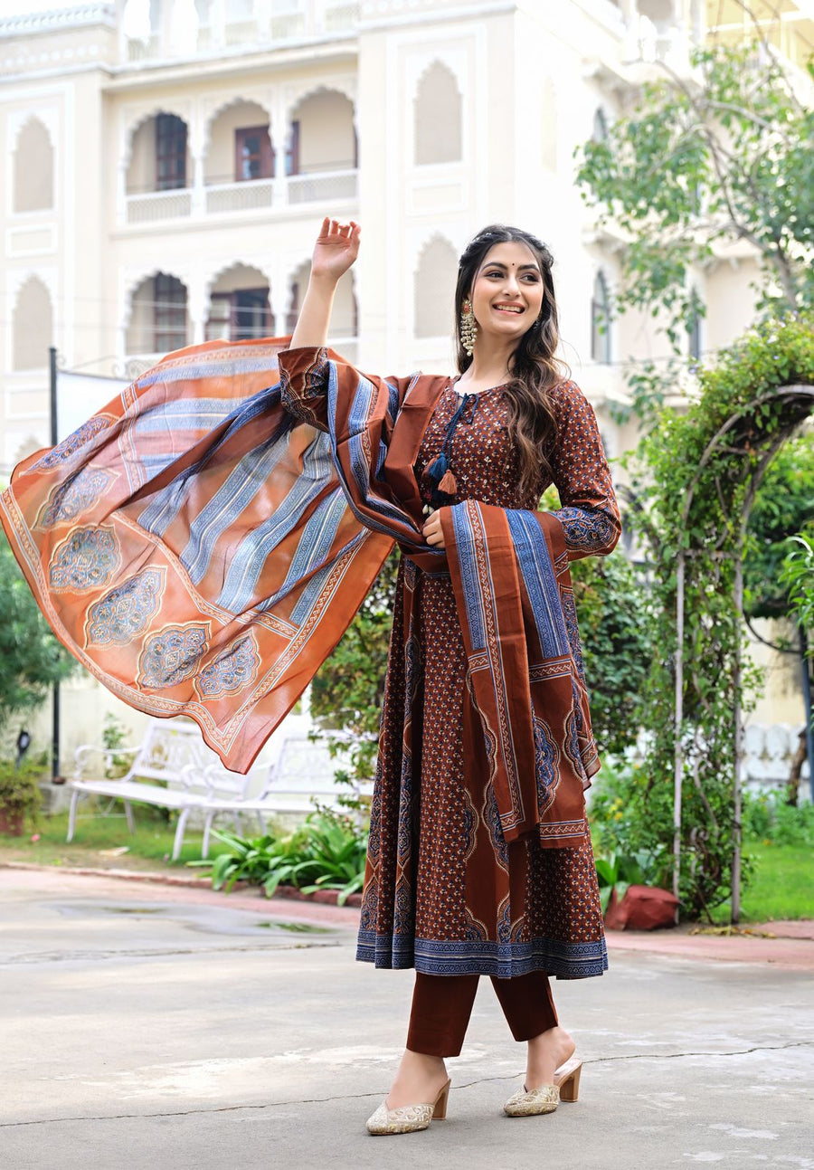 MAROON  ANARKALI FESTIVE SUIT SET